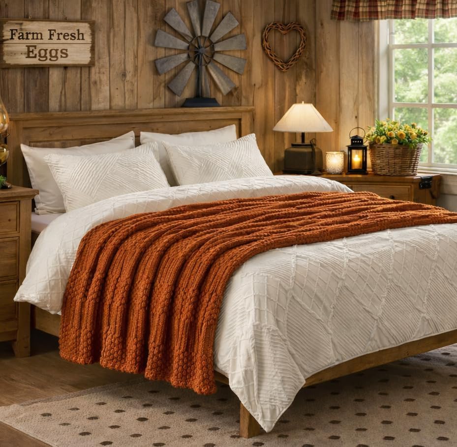 Rust Throw Blanket - Soft & Fluffy Fleece, Cute & Aesthetic, Perfect