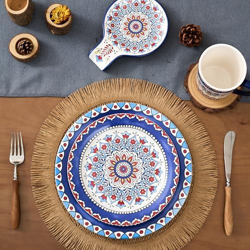 Bico Boho Totem Dinner Plates Set of 4, 11 In Ceramic Plates