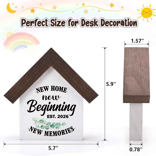 MBL House Warming Housewarming Gifts - Funny Wood Sign for 2026 New Home First House Apartment Decoration Farmhouse Living Room Entry Way Table Tiered Tray Decor, New Home Beginning Memories