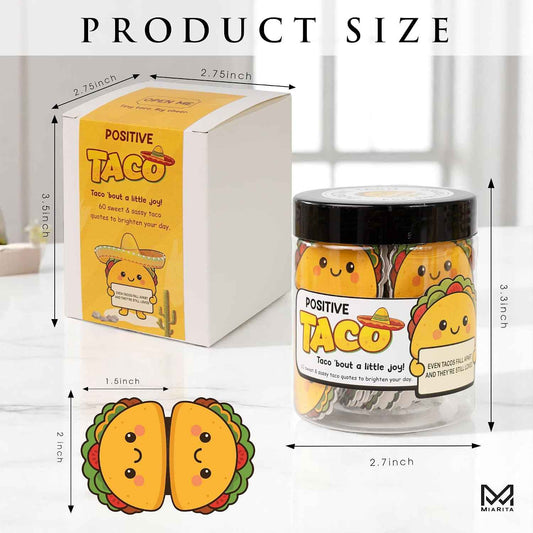 Positive Taco Jar 60 Positive Affirmation Card Birthday Gifts for Women Men | Funny Gifts for Teacher, Friends, Coworkers, Students, Back to School Gifts, Fall Decor, Fiesta Mexican Party Decorations