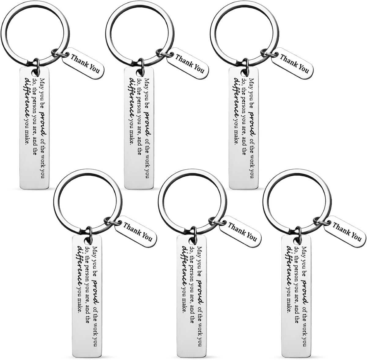 Inbagi 6 Pcs Thank You Gifts for Women Men Appreciation Keychain Gifts for Coworker Employee Teacher