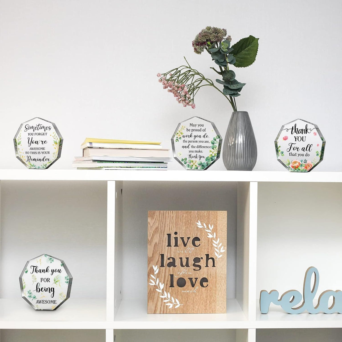 10 Pcs Thank You Gifts for Women Men 2.36 Inch Acrylic Award Plaque Personalized Appreciation Gifts for Graduation Teacher Coworker Employee Nurses Doctor Friend, 5 Styles