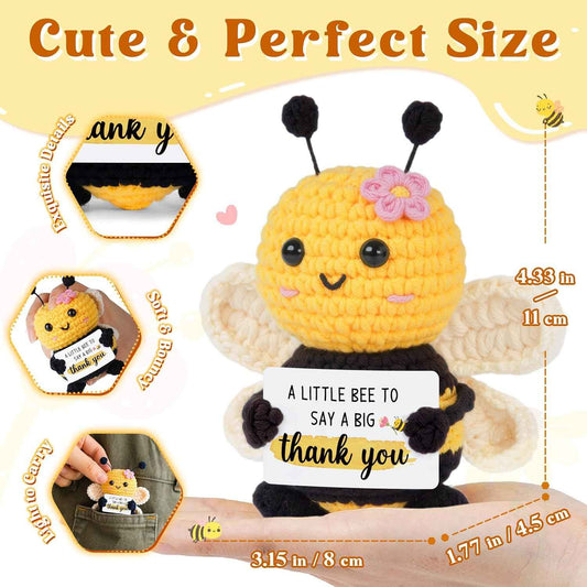 Gleevera Thank You Gifts for Women Men, Teacher Appreciation Gifts | Cute Crochet Bee Collection with Warm Card Support, Thank You Gifts for Friend Boss Coworkers Hostess Mentor Doctor Nurse