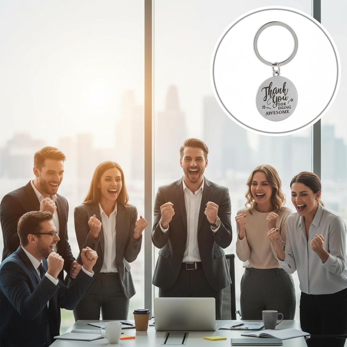 8 Pcs Employee Appreciation Gifts Keychains Bulk Thank You Gifts for Women Men with Organza Bags for Teachers Staff Volunteer Coach Colleagues Inspiration