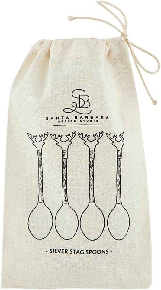 Santa Barbara Design Studio Stag Stainless Steel & Brass Serving Utensils Charcuterie Essentials, Set of 4, Silver Spoons