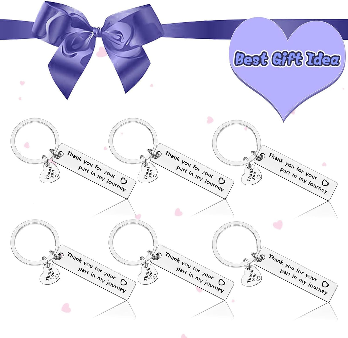 Vadaka 6Pcs Thank You Keychain Employee Appreciation Gifts Appreciation Keychain Retirement Gift for Coworker Employee Teacher Social Worker Gift Coworker Leaving Present for Women Men