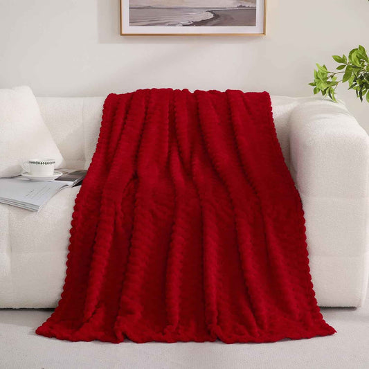 Red Jacquard Fleece Throw Blanket
