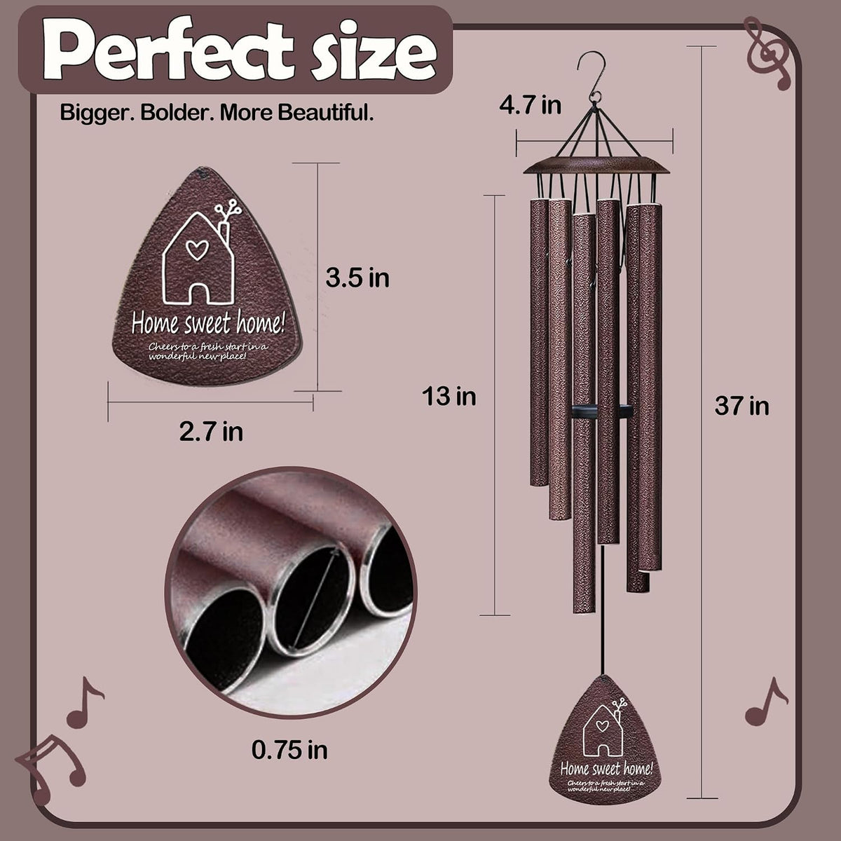 Housewarming Gifts for New Home, Home Sweet Home,House Warming Gift,New Home Gift Ideas,BestGifts for Housewarming,House Warming Gifts for Women or Men,Home Sweet Home,37 Inch Wind Chimes-Bronze