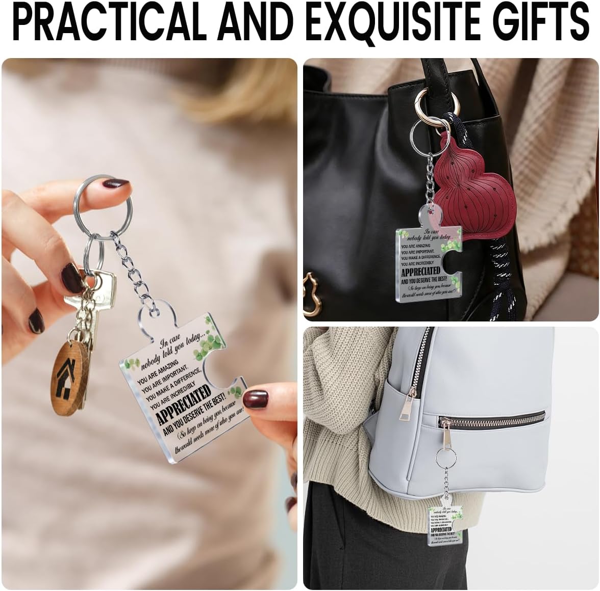 Team Appreciation Gifts Bulk for Coworkers Employees Colleagues, Thank You Gift Set Acrylic Puzzle Piece Keychains