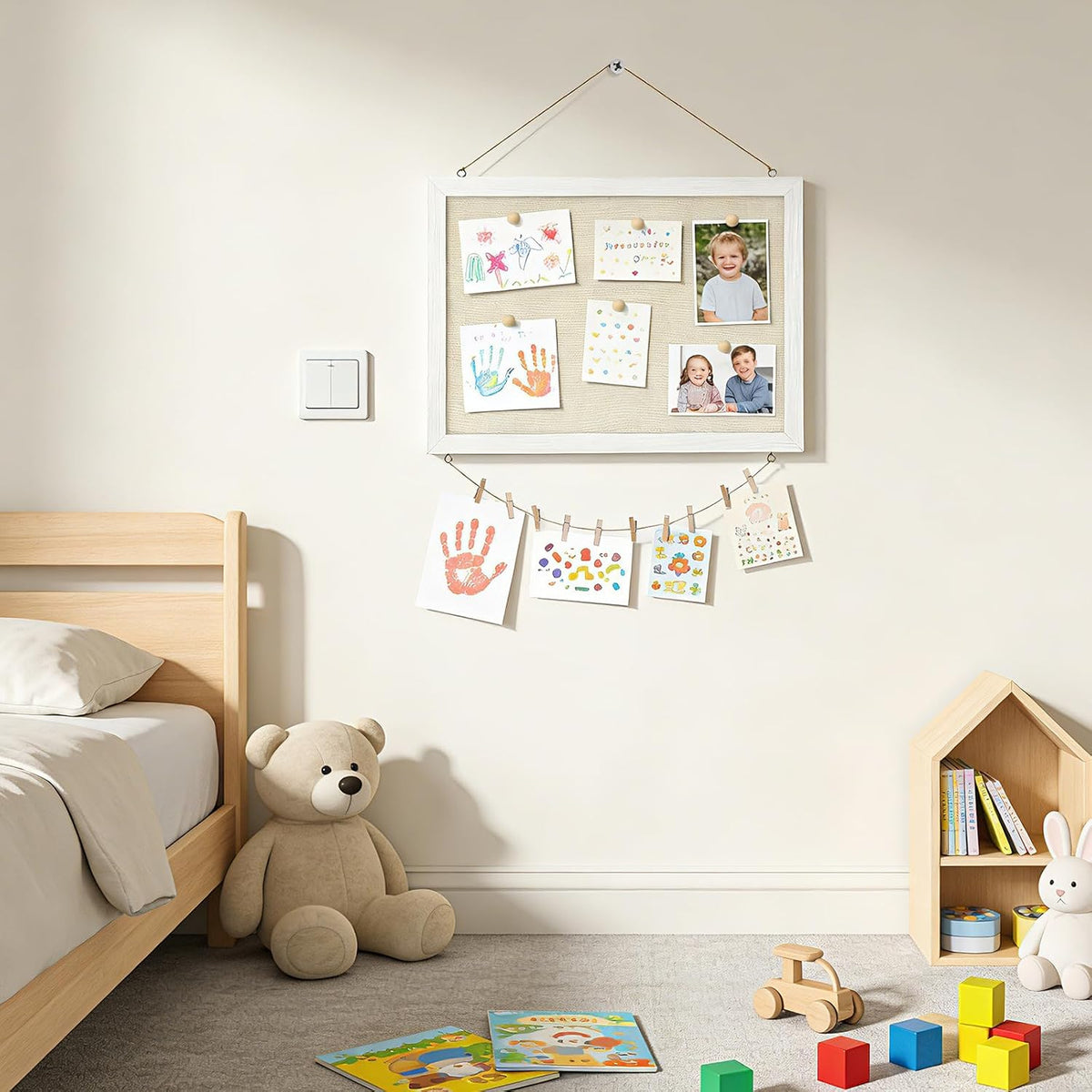 DOLLAR BOSS Double-Sided Bulletin Boards with Linen, 16"x12" 1PC Cork Board