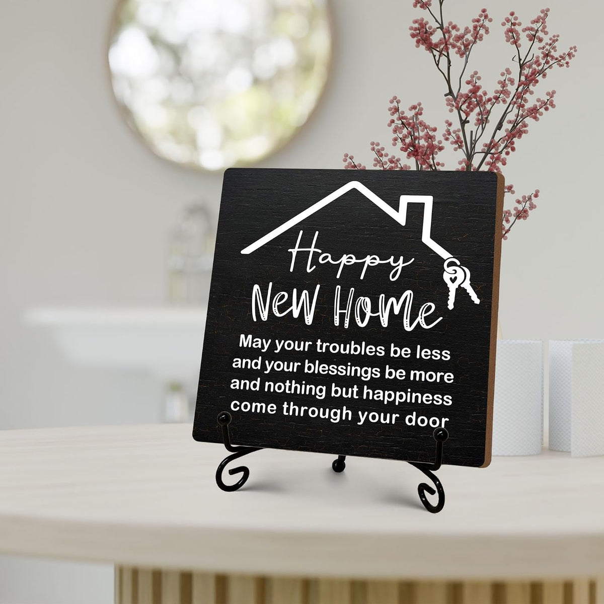 Housewarming Gifts, New Home New Adventure Memories Welcome Home Decorations, Best Gift Ideas for Family Couple, 5 x 5 Inches Living Room Bedroom Kitchen Bathroom Decor-074