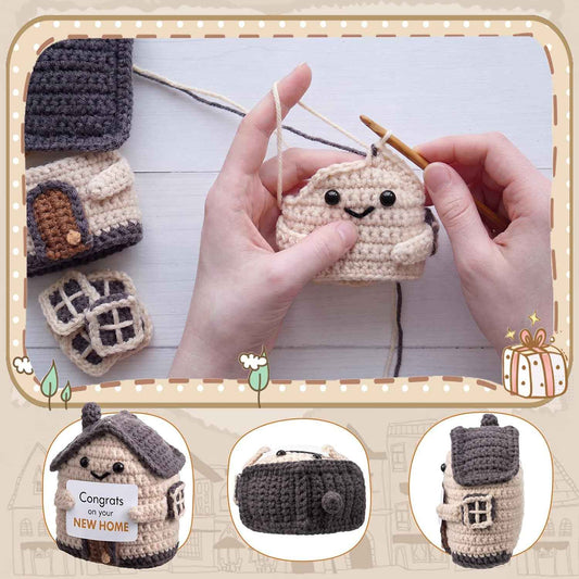 Seenelling Housewarming Gifts New Home Handmade Crochet House Congrats on Your New Home Funny Unique Housewarming Apartment Gifts for Women Men Friend Family Couple Homeowner Buyers Cute Decoration