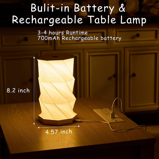 Portable Desk Lamp - Ultra Thin 0.7" Lightweight 0.28lb, Foldable Paper Lamp with Zinc Alloy Base, Rechargeable Mini Lamp for Home Decor, Travel, Dorm & Small Spaces, Gift for Travelers, Birthday