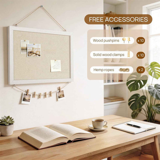 DOLLAR BOSS Double-Sided Bulletin Boards with Linen, 16"x12" 1PC Cork Board