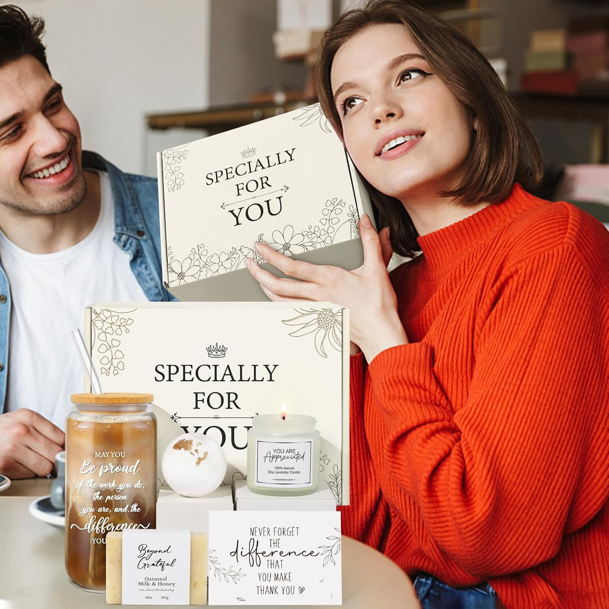 Employee Appreciation Gifts for Coworker Teacher, Thank You Gifts for Women | Labor Day Appreciation Gifts for Nurse Staff Difference Maker, Farewell Office Thank You Gift Baskets w/ 16oz Glass Cup