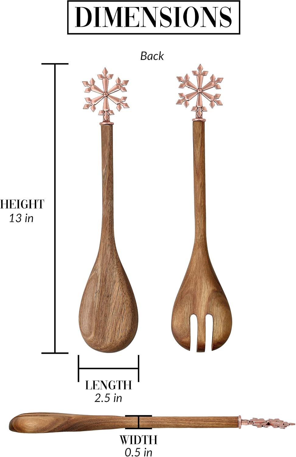 Pavilion - 13" Spork & Spoon Snowflake - Holiday Winter Seasonal Christmas Kitchen Serving Utensils Mixing Gift Hostess Present