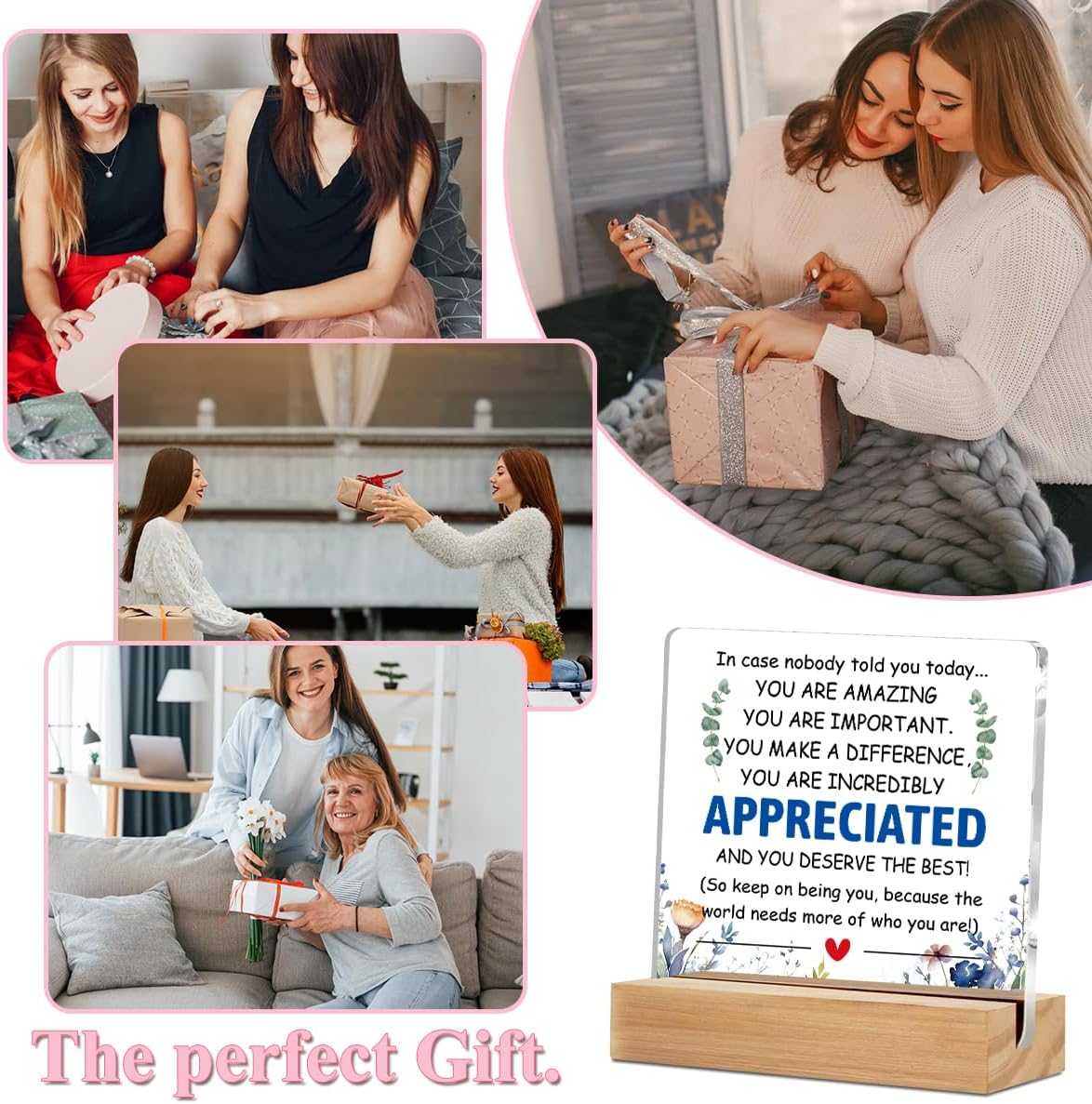 Appreciation Gifts for Coworker, Thank You Gifts for Women Men Friends | Inspirational Team Gift Ideas - Motivational Quote Clear Desk Acrylic Sign Decor Home Office Positive Affirmations Desk Decor