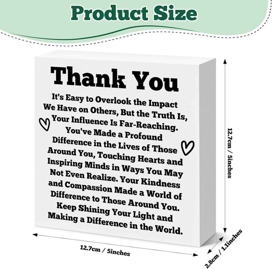 Thank You Gifts for Women Men Wooden Box Sign Coworkers Employees Friends Appreciation Gift Team Appreciation Gifts Wooden Decor Sign Inspirational Gift for Boss Leader Mentor Christmas Retirement