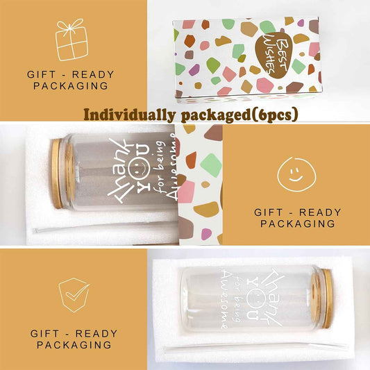 iAOVUEBY Employee Appreciation Gifts Bulk for Women Men Coworker Teacher, Appreciation Gifts for Coworkers, Thank You Gifts for Women with 16oz Being Awesome Cup, 6PCS Single Pack