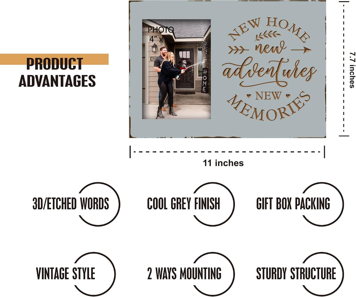 Yudarte Housewarming Gifts For New Home - Engraved Picture Frame 4x6 Inches Photo - Unique First Time House Owner Gifts for Men and Women