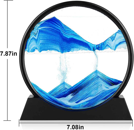 Moving Sand Art Picture, 3D Deep Sea Sandscape Decor for Desk & Home | Creates a calming Deep Sea Blue scene with flowing sand patterns, adding ocean-inspired charm to shelves and living spaces