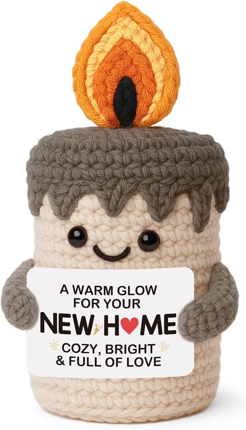YUEYUQIU Funny House Warming Gifts New Home, Handmade Crochet Candle Decor | Funny Housewarming Gifts for Women Men, Ideas New Home Presents for Friends Couple New Homeowner, First Apartment Essentials
