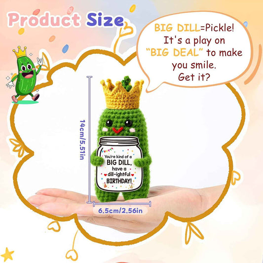 Birthday Gifts for Women Men Birthday Card Decor Handmade Crochet Pickle | Funny Birthday Pickle Gifts Happy Birthday Decorations for Him Her Wife Husband Girlfriend Mom Dad Sister Daughter Son