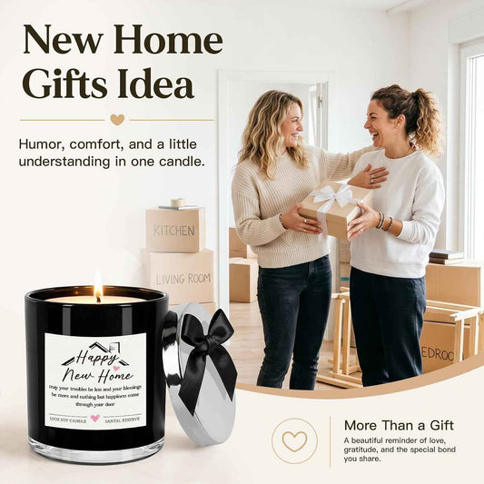 House Warming Gifts New Home, New Home Gifts, Housewarming Gift for Women | 10 Oz Santal Reserve Scented Candle, High End New Apartment Gifts for Women Men Friend First Closing Presents for Home Buyers