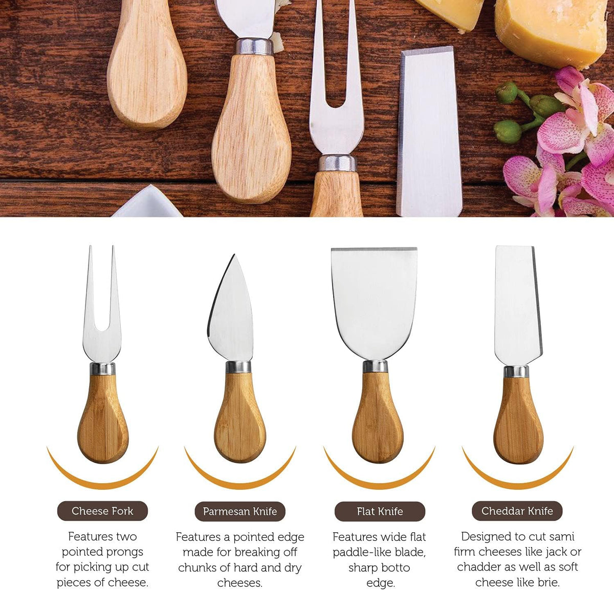 Charcuterie Boards Gift Set, Bamboo Cheese Board with Serving Accessories | House Warming Gifts New Home, Birthday Gifts for Women, Gifts for Men and Mom, Wedding, Bridal Shower, Anniversary Present