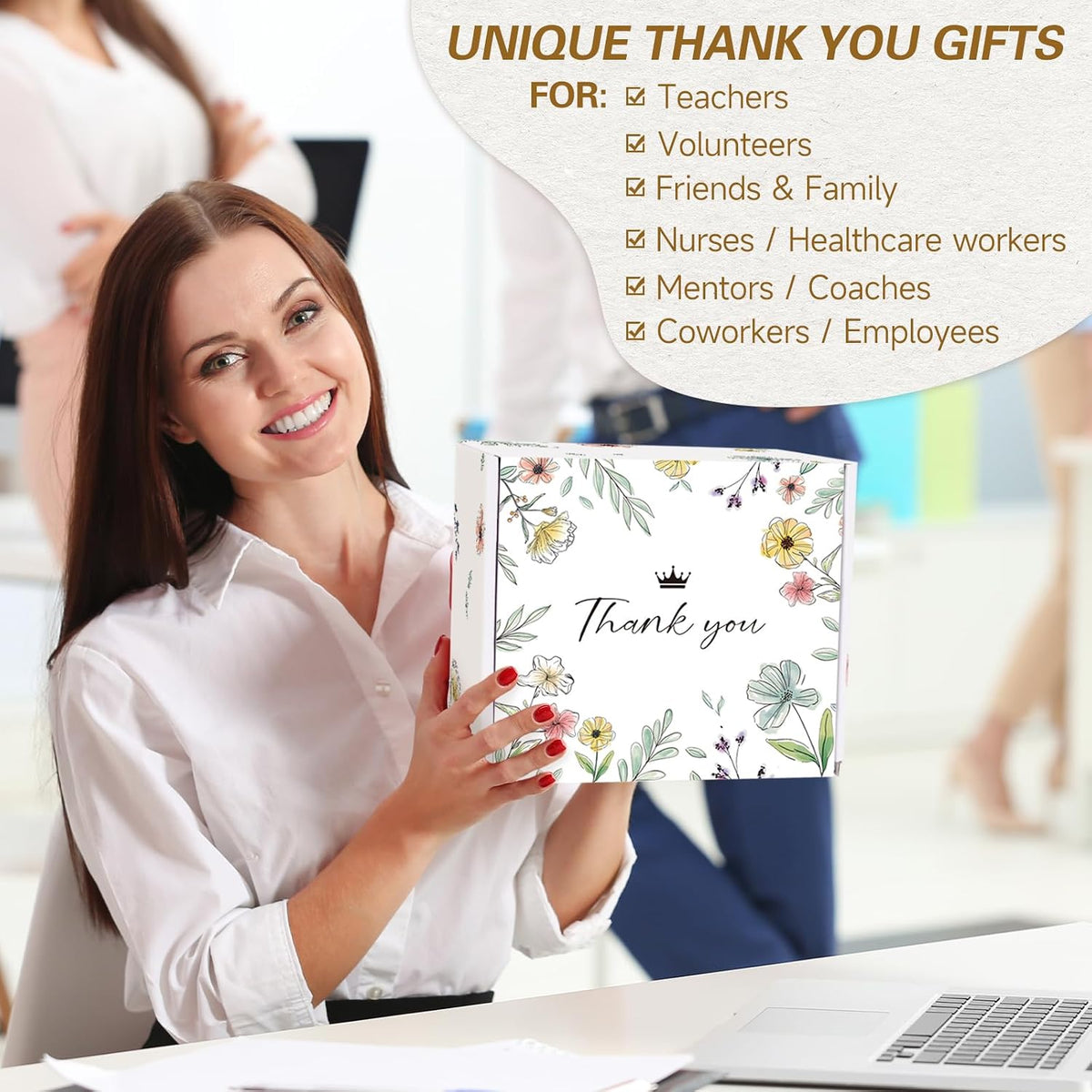 iAOVUEBY 9PCS Thank You Gifts for Women, Employee Appreciation Gift Basket with Tumbler, Appreciation Gift for Coworkers, Teachers, Boss, Nurse, Secretary