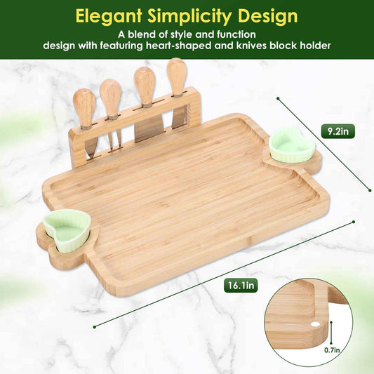 Charcuterie Boards,Bamboo Cheese Board with Magnetic Knives Holder,House Warming Gifts New Home,Wedding Gift for Couple,Birthday Gift for Women Mom,Meat Fruit Serving Tray Platter,1 Piece