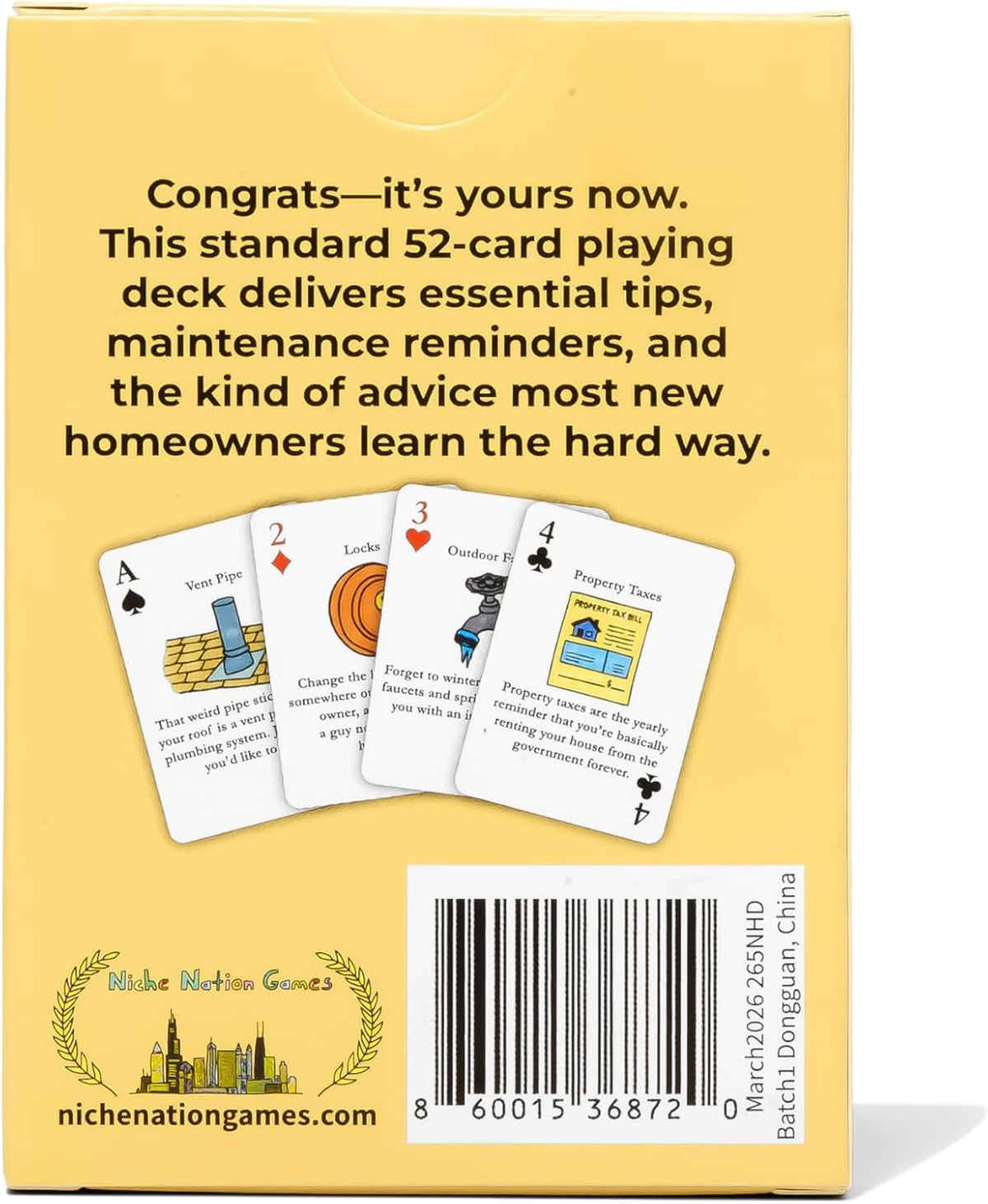 New Homeowner Playing Cards Deck | Funny Housewarming Gifts | 52 Funny And Mildly Useful Tips For First Time Homeowners | House Warming Gifts New Home | Funny New Homeowner Gift