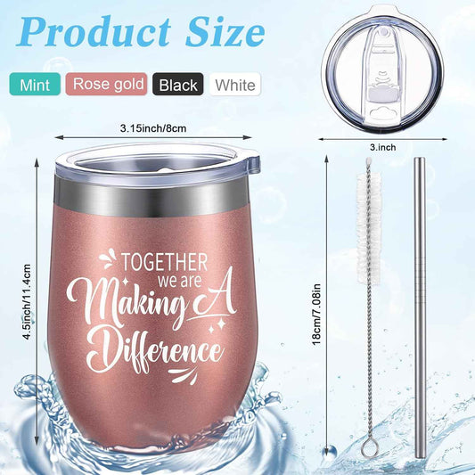 Sieral Team Gifts for Employees Thank You Tumbler Bulk Employee Christmas Appreciation Gifts for Coworkers Office Staff 12 oz Stainless Steel Tumbler with Lid and Straw(Charming Style,4 Pcs)