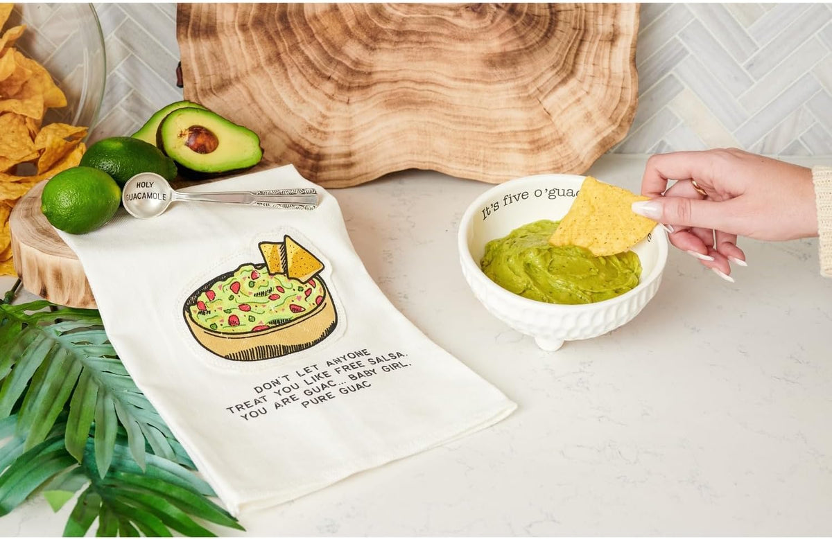 Mud Pie 4851076 Guacamole Serving Dish Set, White | White Ceramic Serving Dish for Dip, Salsa, Avocado, Mexican Entertaining, Guacamole Serving Bowl