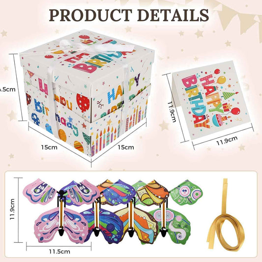 Surprise Birthdays Flying Butterfly Explosion Gift Box, Reusable DIY Unique Gift Box with Surprise Flying Butterfly for Birthdays, Wildflower, Wedding Party Decoration