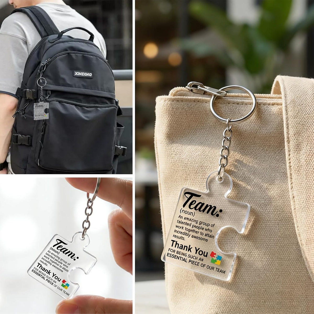 12Pack Employee Appreciation Gifts Bulk Acrylic Keychain | Team Gifts for Employees Coworkers, Thank You Essential Puzzle Piece Office Decor for Coworker Employee Staff