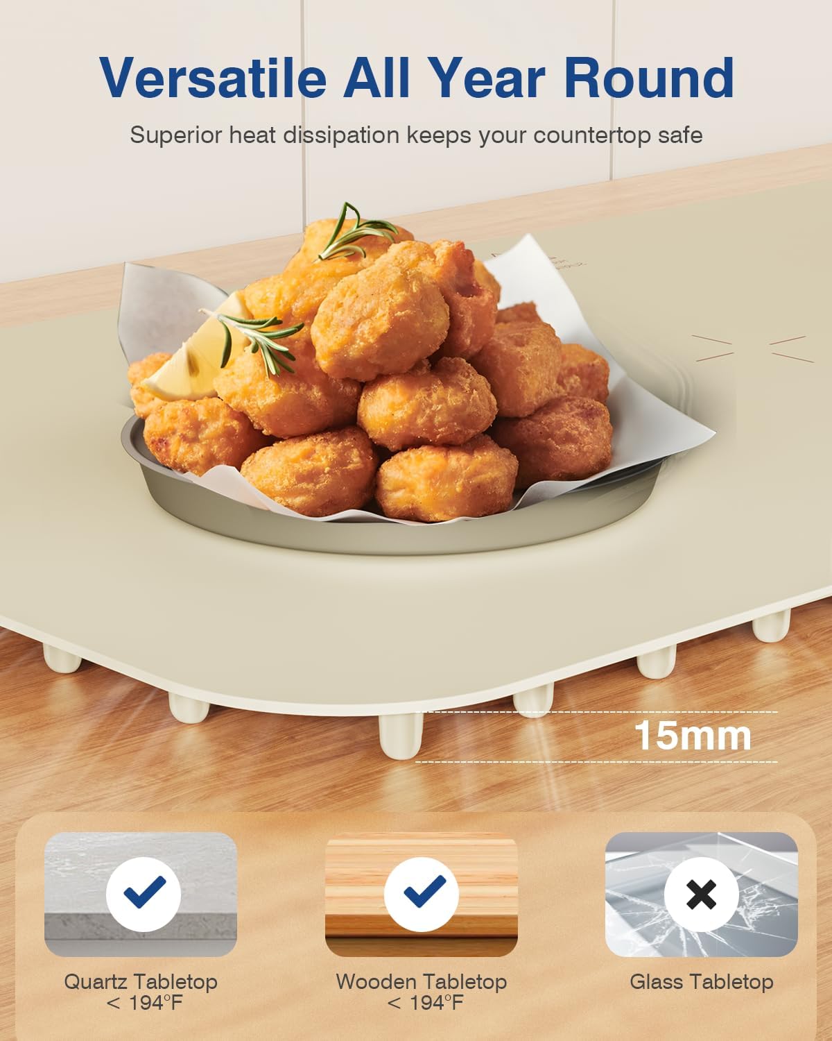 Warming Mat for Food,27.5x15.7" Large Electric Buffet Warming Tray, 7 Temp Levels, 99H Continuous Heat, ℉/℃ Switch, Patented Fast-Heat Design for Parties, Family Meals, Daily Use Apricot