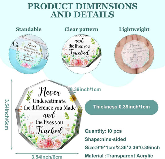10 Pcs Thank You Gifts for Women Men 2.36 Inch Acrylic Award Plaque Personalized Appreciation Gifts for Graduation Teacher Coworker Employee Nurses Doctor Friend, 5 Styles