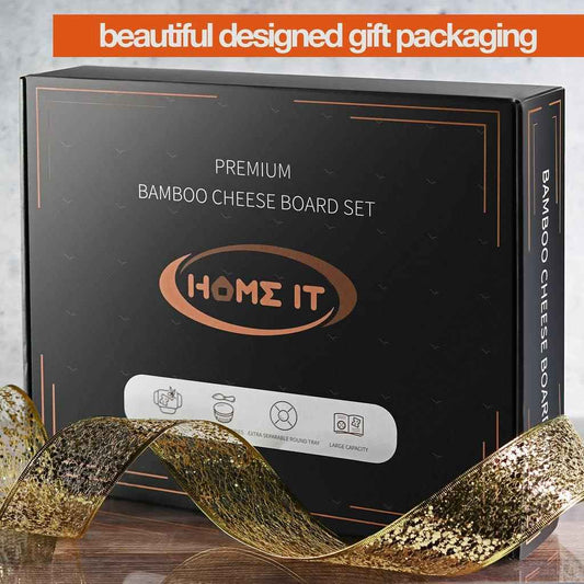 Bamboo Charcuterie Boards Gift Set - Simple Meat and Cheese Board Set with Charcuterie Board Accessories, Valentines Day Gifts, Unique House Warming Gifts New Home - Home it