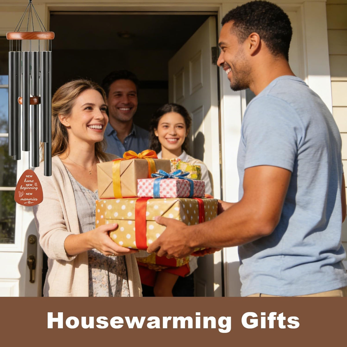 House Warming Gifts New Home, 32" Bronze Aluminum Wind Chimes, Housewarming Gift Ideas for Women Men Couples, Unique First Home Gift for New Homeowners, Outdoor Indoor Garden Patio Decor