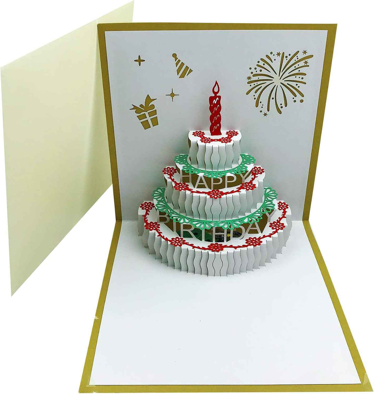 3D Pop Up Birthday Cards,Warming LED Light Birthday Cake Music Happy Birthday Card Postcards Pop Up Greeting Cards Happy Birthday Cards Best for Mom,Wife,Sister,Boy,Girl,Friends 1 Pack