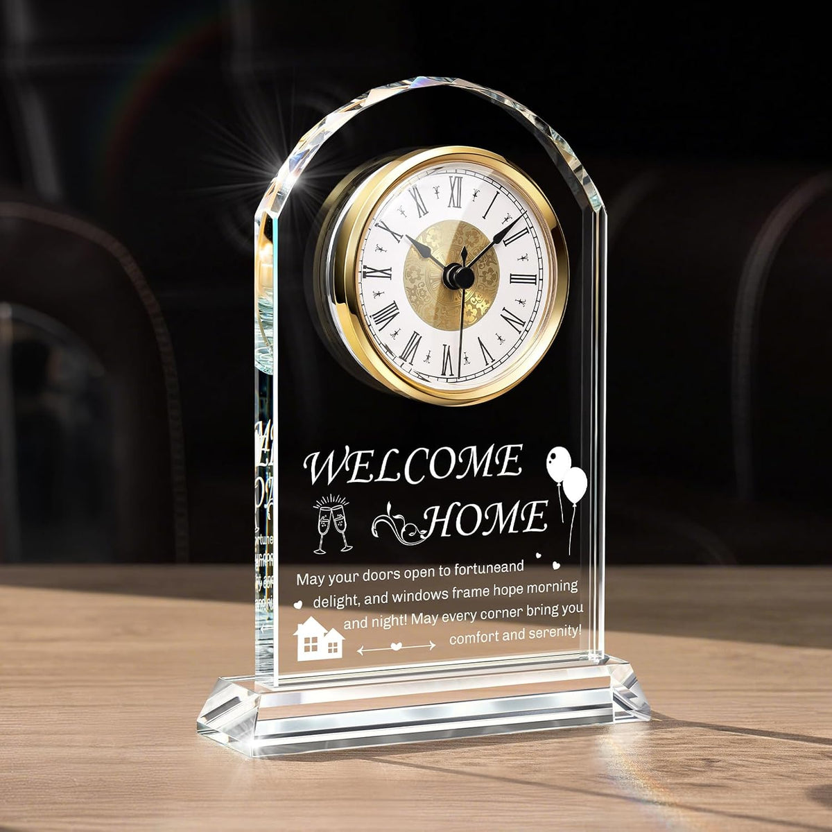 Crystal Desk Clock, House Warming Gifts for Men Women | New Home Decor Ideas, For Women Men Family Friends Colleagues or Neighbor