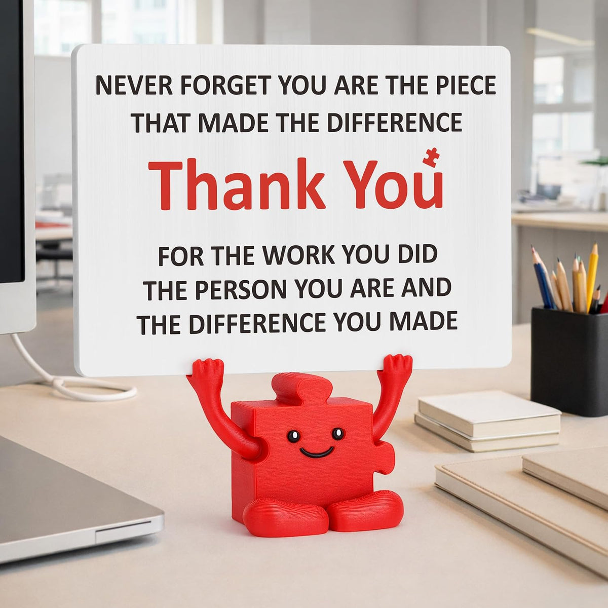 Thank You Appreciation Gifts for Women Men Friends, Retirement Goodbye Gift for Coworkers Boss Employees Staff Teacher Nurse Coach Mentor Inspirational Puzzle Piece Plaque Office Decor