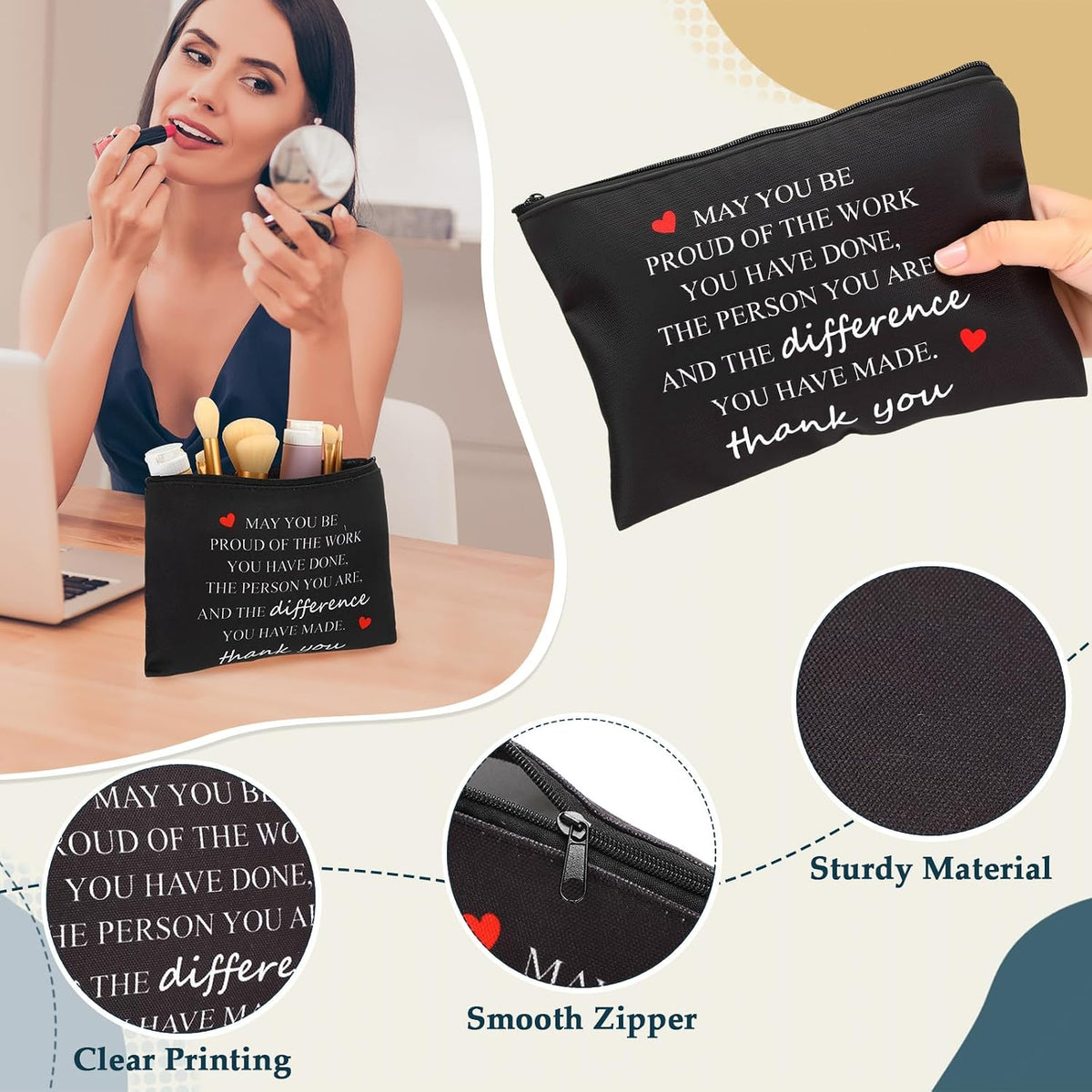 Funnymoom 48 Pcs/8 Sets Employee Appreciation Gifts 8 Thank You for Being Awesome Tumblers 8 Notebooks 8 Ballpoint Pen 8 Makeup Bags 8 Keychain 8 Bag for Women Men Coworker Teacher(Black)