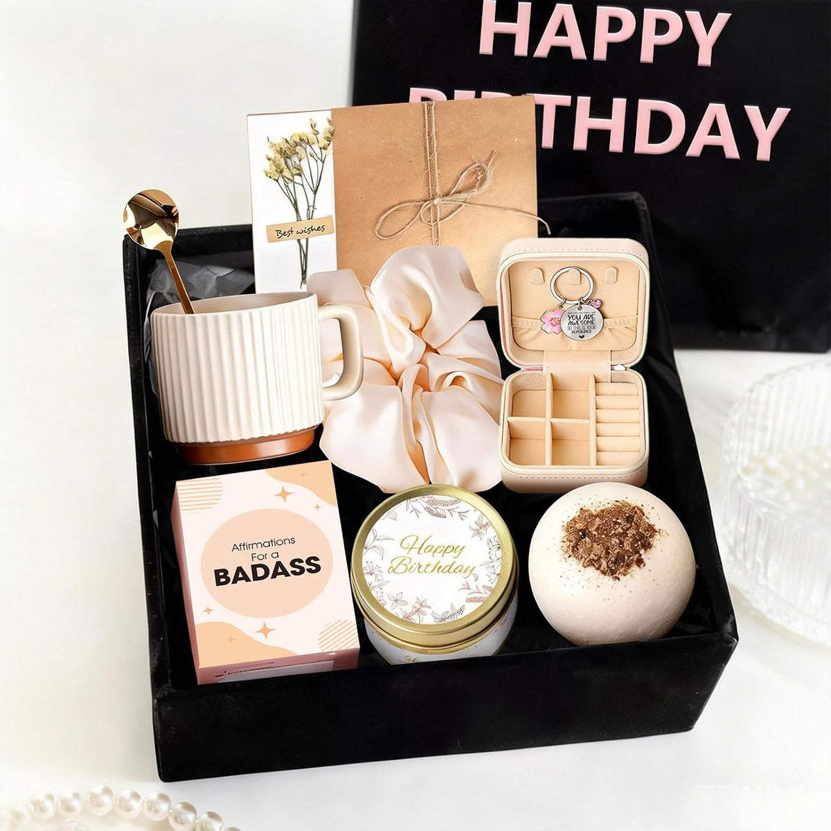 Happy Birthday Gift for Women,Birthday Box with Affirmation Cards | Birthday gift for Best Friend, Mom, Coworker - Unique Gift Perfect for 18th 30th 40th 50th 60th Birthday