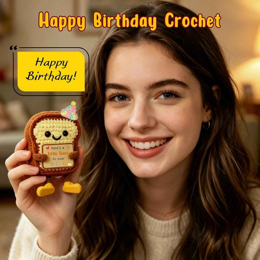 Happy Birthday Gifts Crochet Toast - Funny Birthday Toast with Card Little Reminders for Adults Women Men Friend Mom Dad Sister Brother Son Daughter, Party Decor Gifts Set Creative Greeting Cards