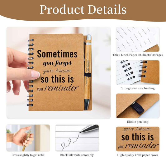 20 Pcs Employee Appreciation Gifts Bulk - 10 Sets of Inspirational Spiral Notebooks with Motivational Pens, Small Notepads for Coworkers,Office, Staff, Team, Volunteer, Nurse, Teachers, Thank You Gift