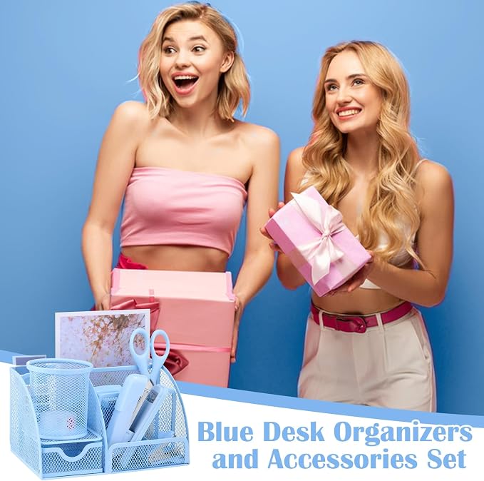11-Piece Blue Desk Organizer Set - Field & Blessing