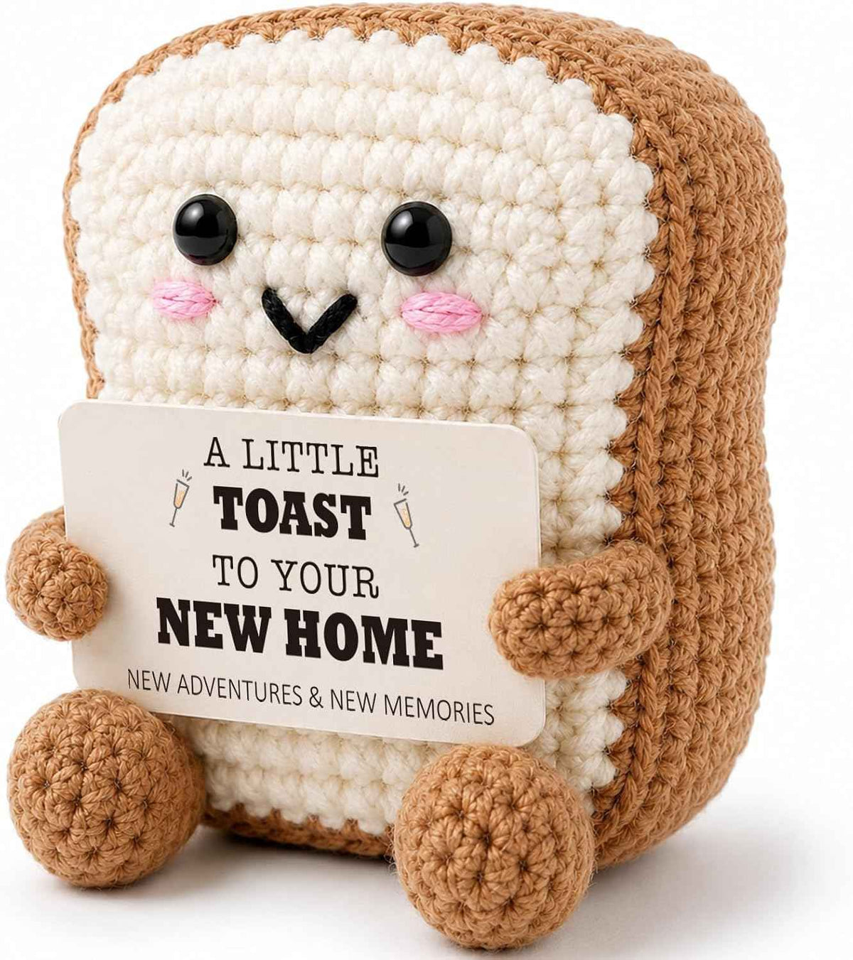 New Home New Adventures Handmade Crochet Toast Living Room Decor - Unique Housewarming Gifts for New Homeowners, First Time Home Buyer Gift, Cute Tabletop Ornament Figurine
