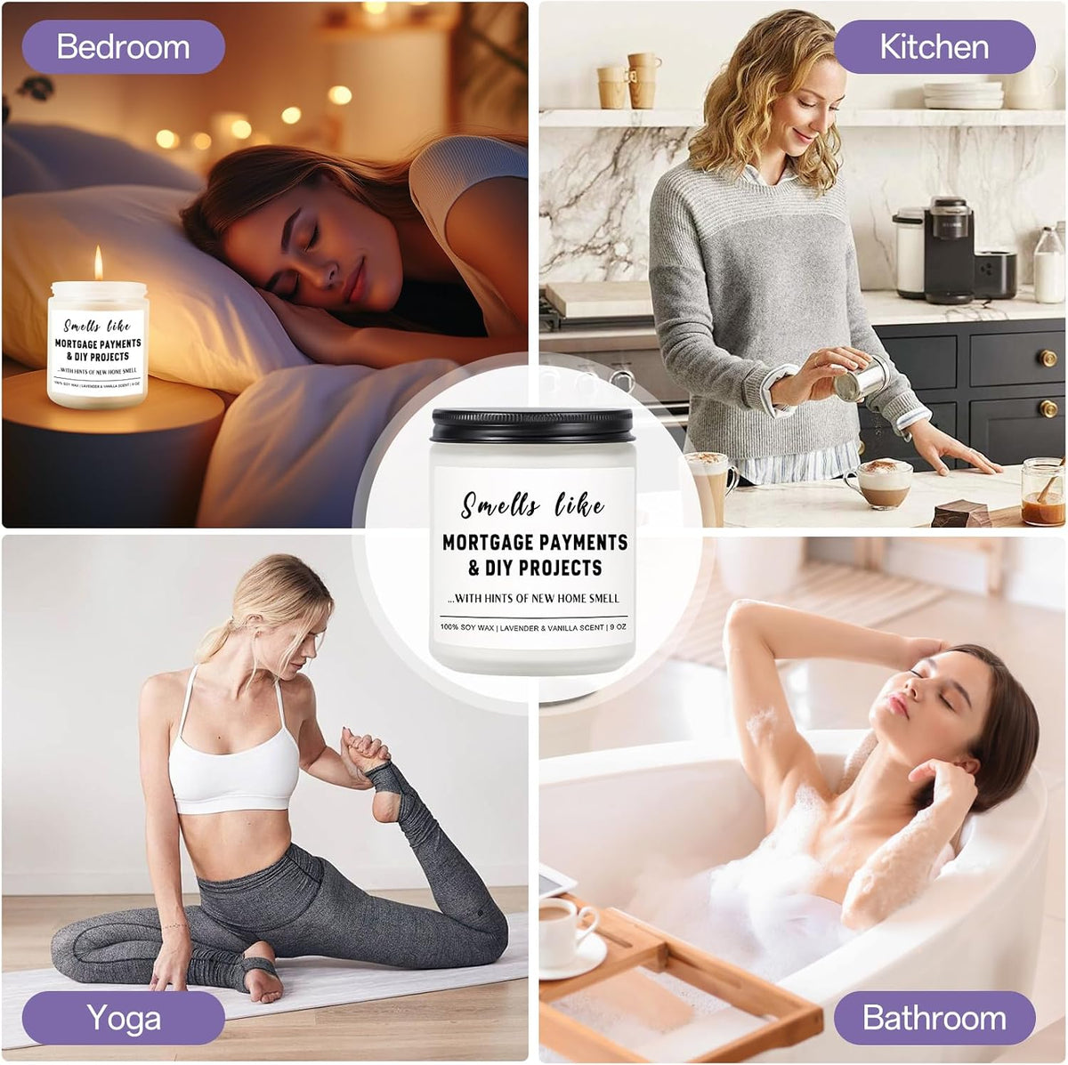Funny House Warming Gifts New Home Housewarming Gifts New Home Gift Ideas for Women Men Couple First Apartment Essentials Homeowner Decor Closing Gift - Lavender Scented Candle 9 oz (Homes 2)